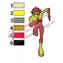 Kid Flash Teen Titans Embroidery Design 02